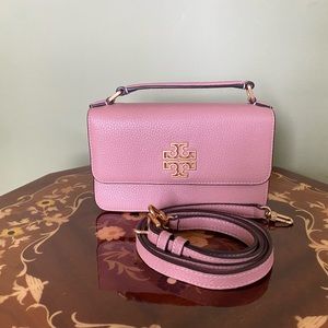 Tory Burch Top Handle crossbody bag, light pink color, pebble leather